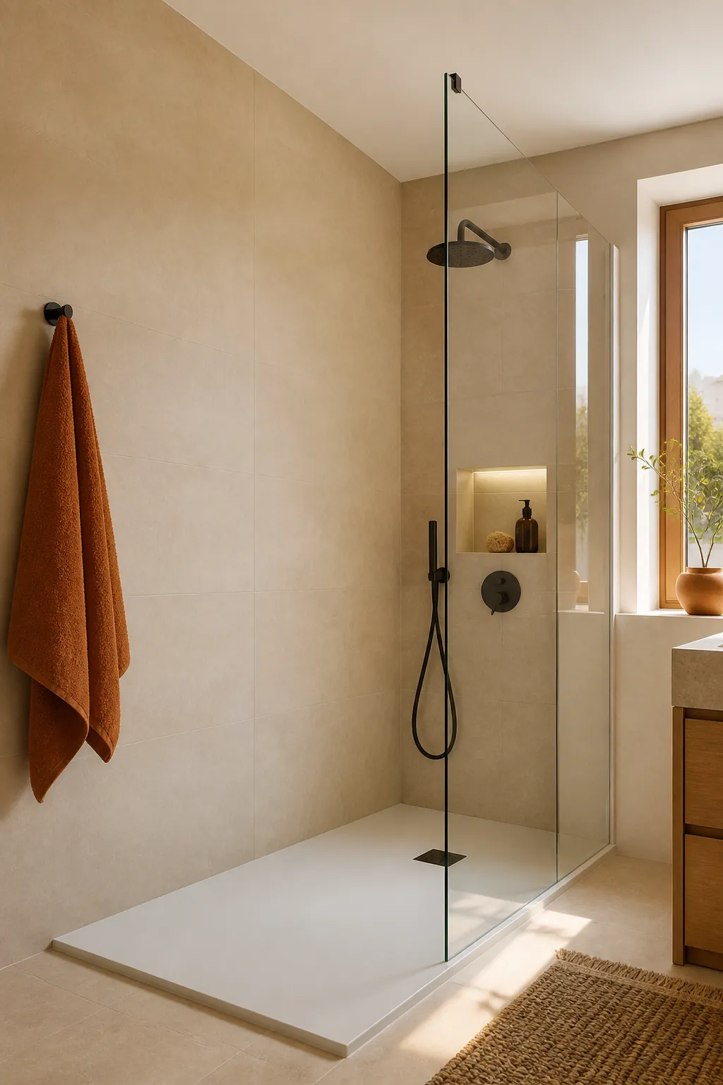 Plat de dutxa modern instal·lat